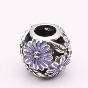 New Pandora daisy meadow. Lavender enamel charm. Bracelet bead.